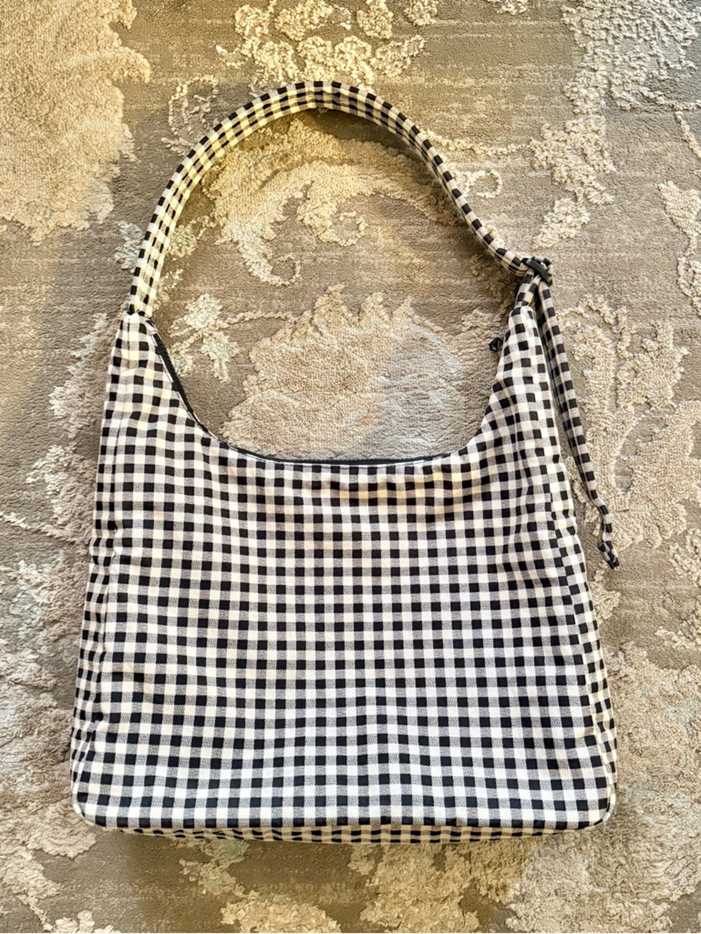 BAGGU Nylon Shoulder Bag - Black & White Gingham - Picture 3 of 9